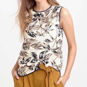 J. CREW Gold Foil Leaf Print Sleeveless Top size 6